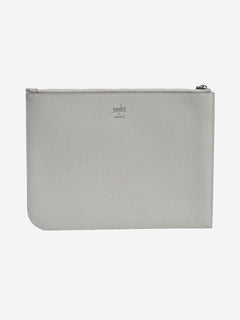Grey leather zipped pouch Clutch bags Moynat 