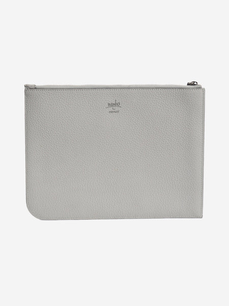 Grey leather zipped pouch alternate image