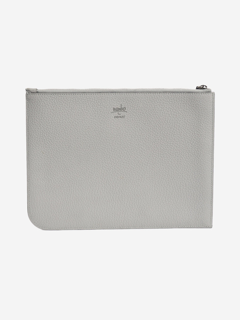 Grey leather zipped pouch Clutch bags Moynat 