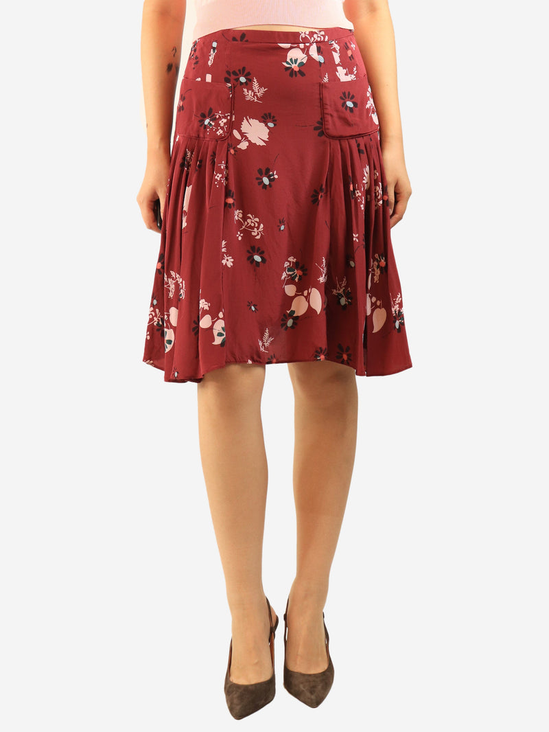 Red floral printed silk skirt - size UK 10 Skirts Valentino 