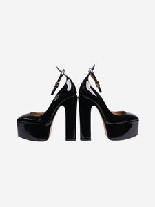 Valentino Black patent platform round toe heels - size EU 37 (UK 4)