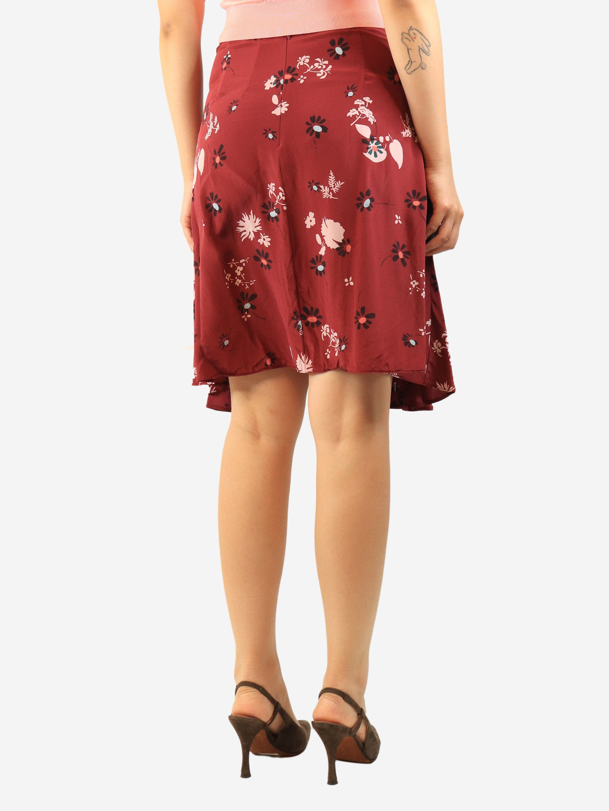Red floral printed silk skirt - size UK 10 Skirts Valentino 