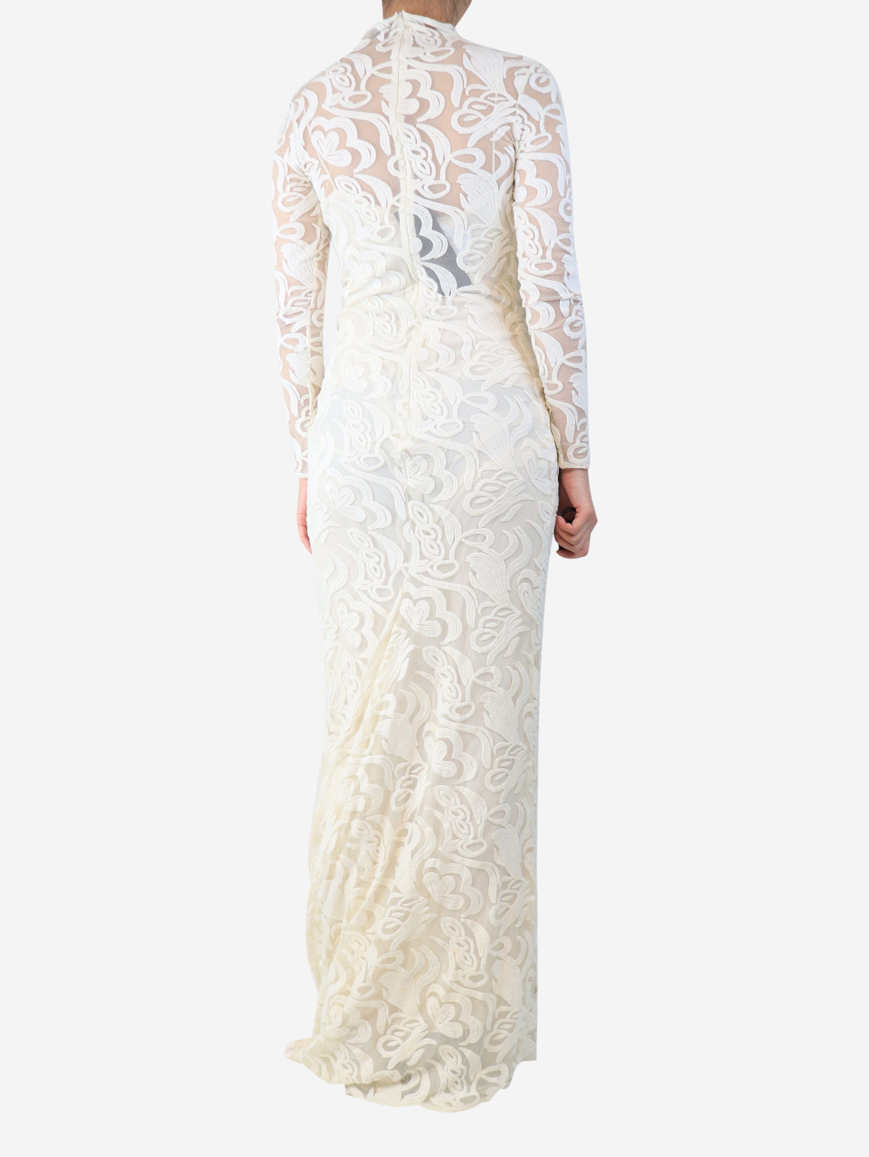 Cream lace maxi dress with slip - size UK 8 Dresses Carla Zampatti 