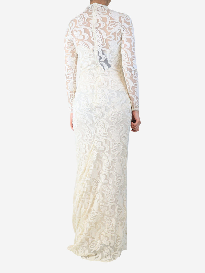 Cream lace maxi dress with slip - size UK 8 Dresses Carla Zampatti 