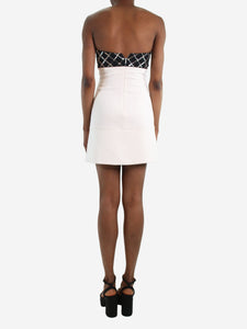 David Koma White strapless beaded mini dress - size UK 6