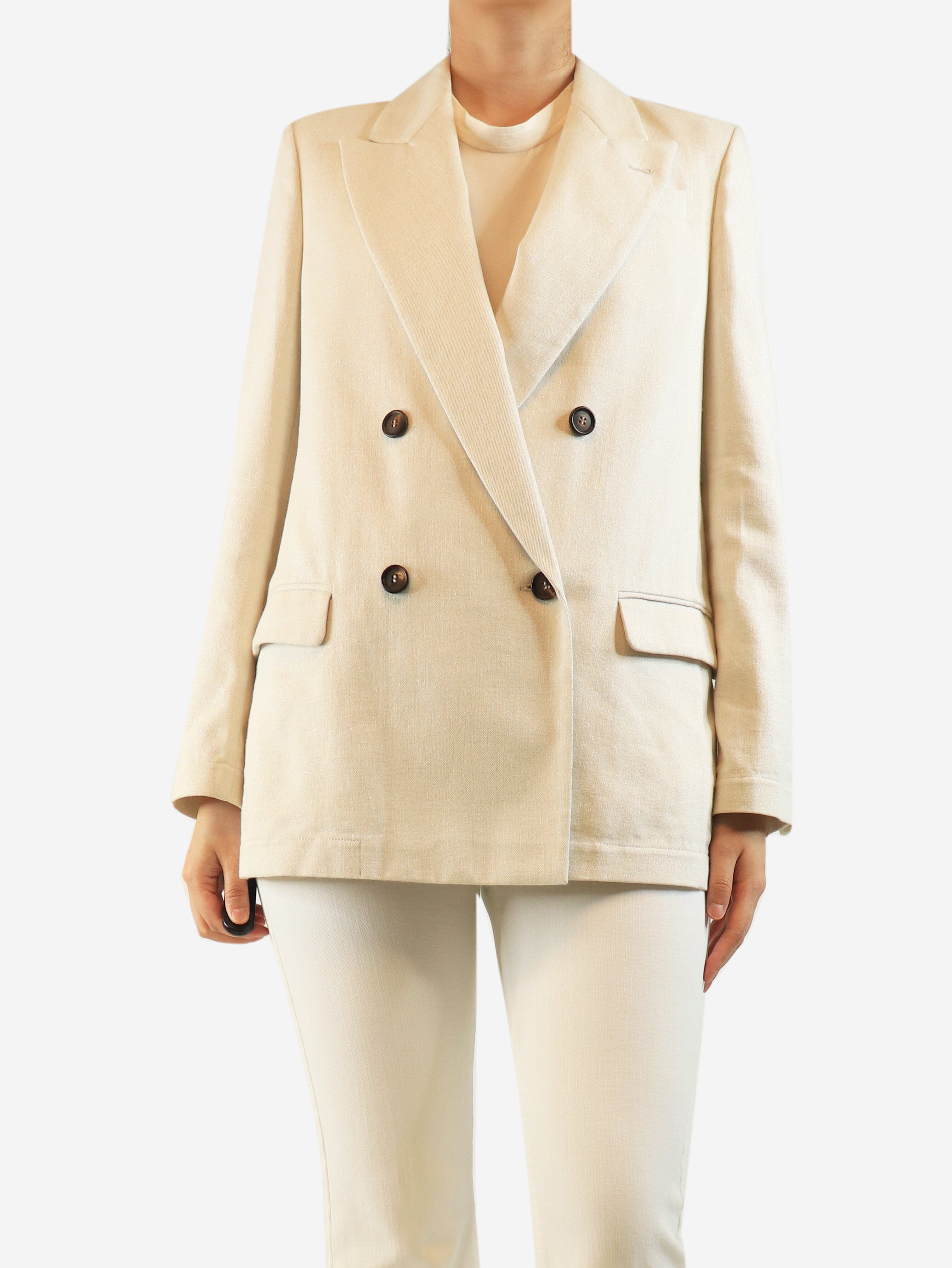 Neutral glittery double-breasted jacket - size UK 10 Coats & Jackets Brunello Cucinelli 