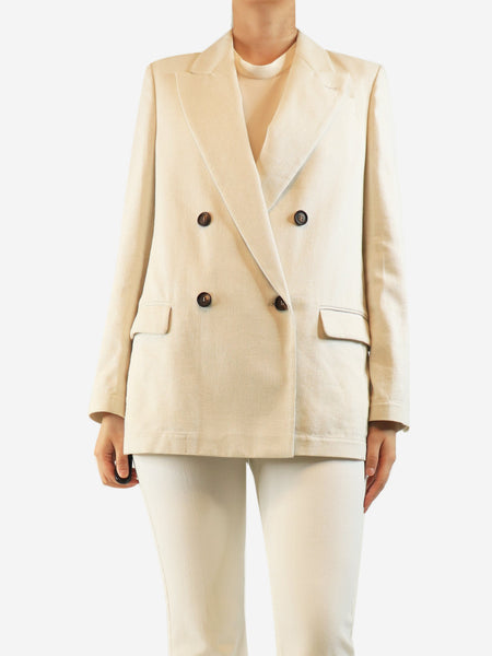Neutral glittery double-breasted jacket - size UK 10 alternate image