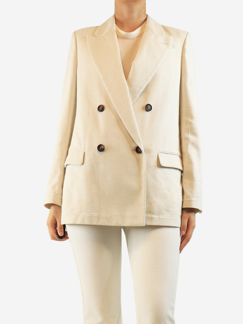 Neutral glittery double-breasted jacket - size UK 10 Coats & Jackets Brunello Cucinelli 