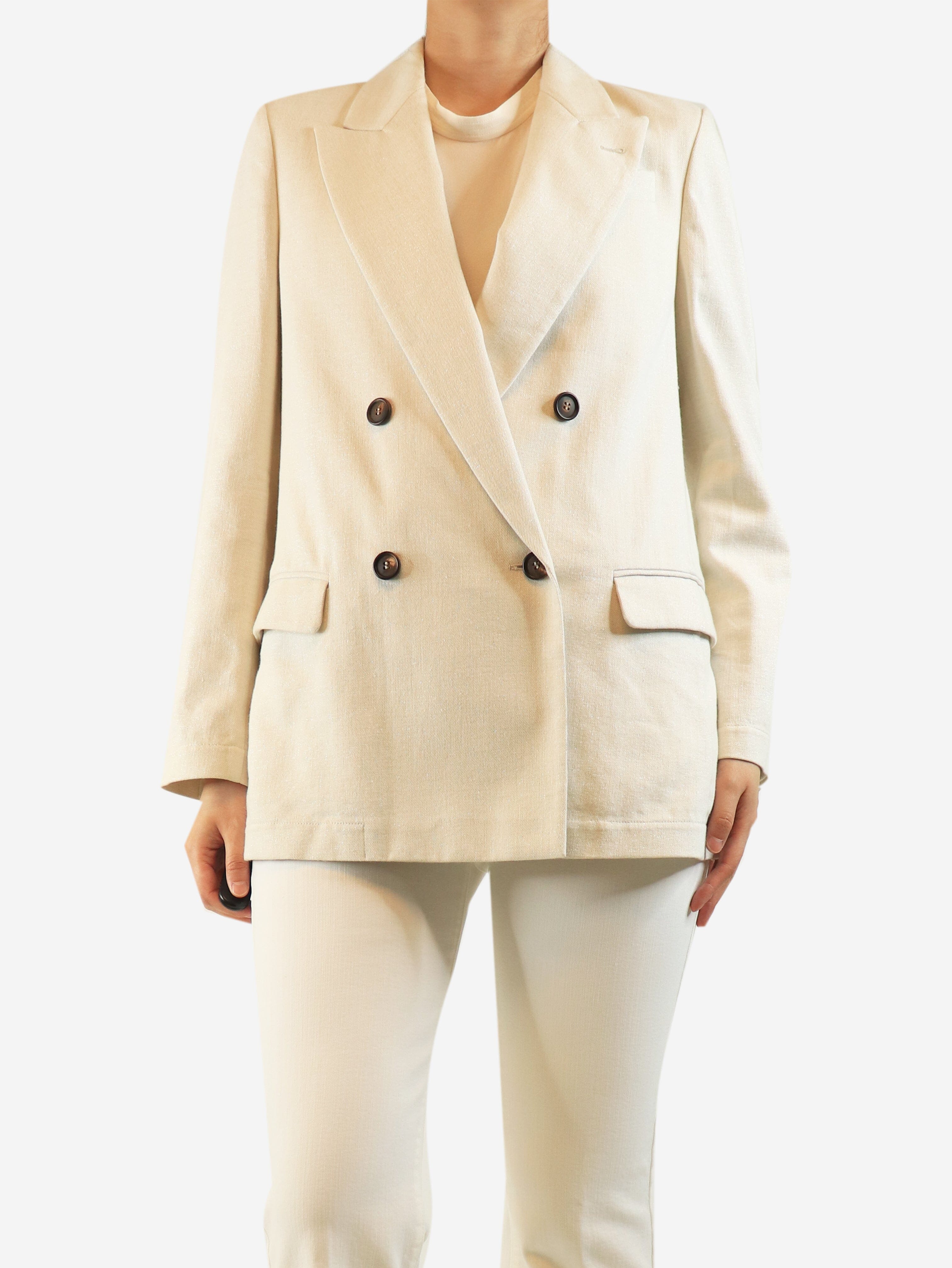 Neutral glittery double-breasted jacket - size UK 10 Coats & Jackets Brunello Cucinelli 