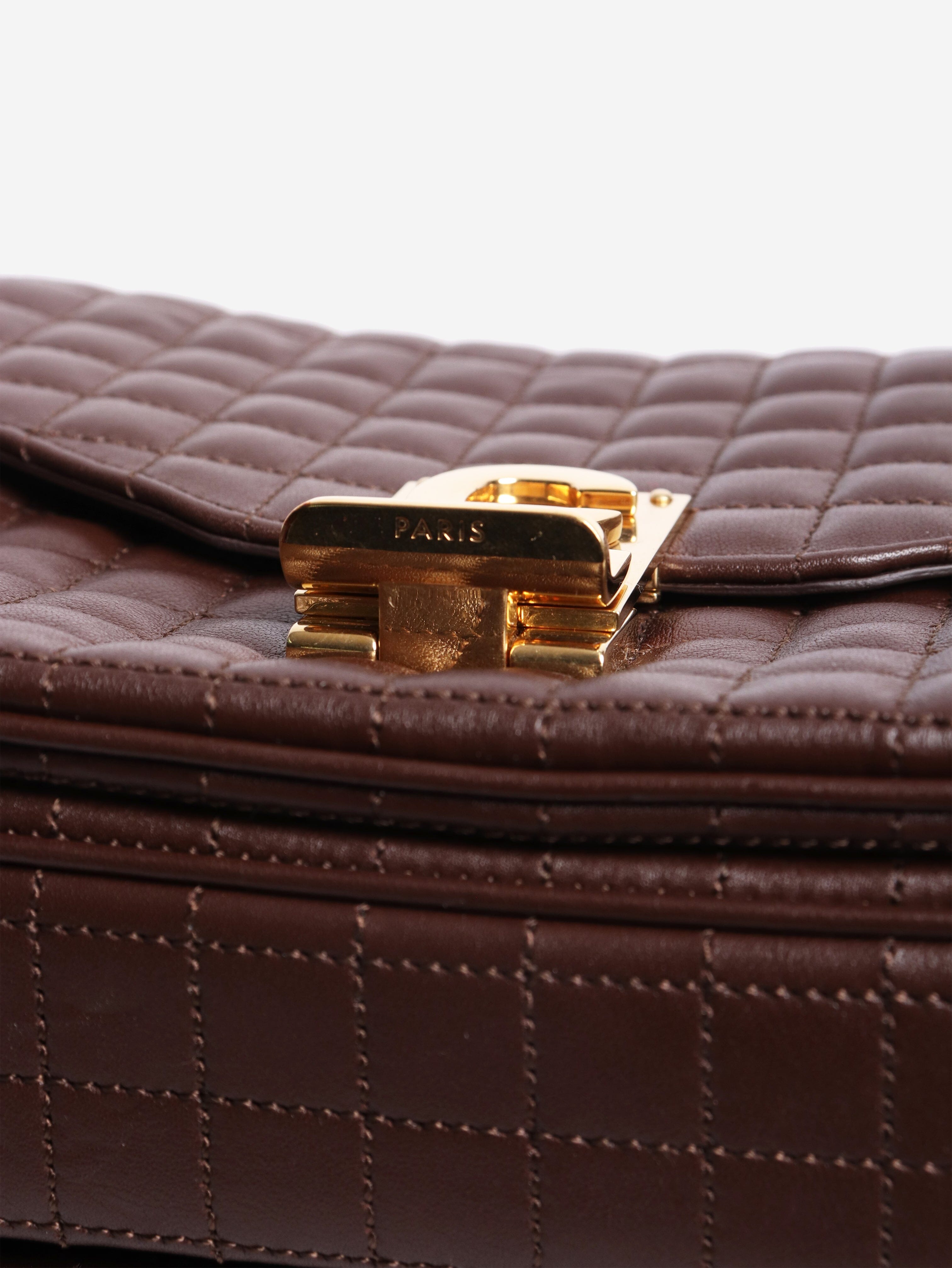 Brown medium leather quilted C bag Cross-body bags Celine 