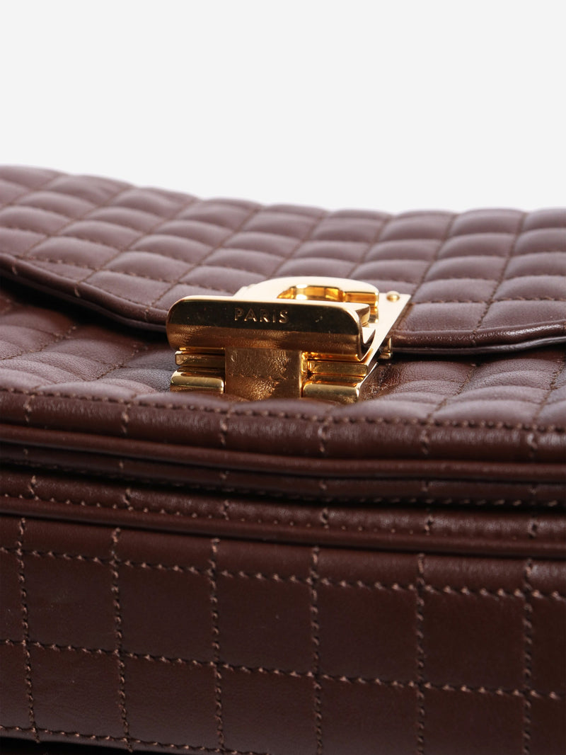 Brown medium leather quilted C bag Cross-body bags Celine 