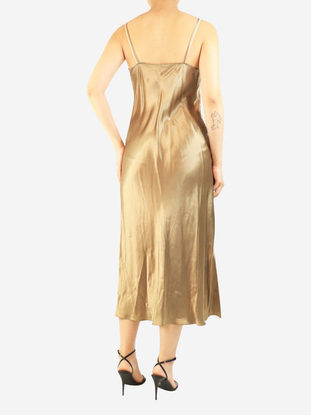 Brown satin slip dress - size S alternate image