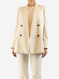 Neutral glittery double-breasted jacket - size UK 10 Coats & Jackets Brunello Cucinelli 