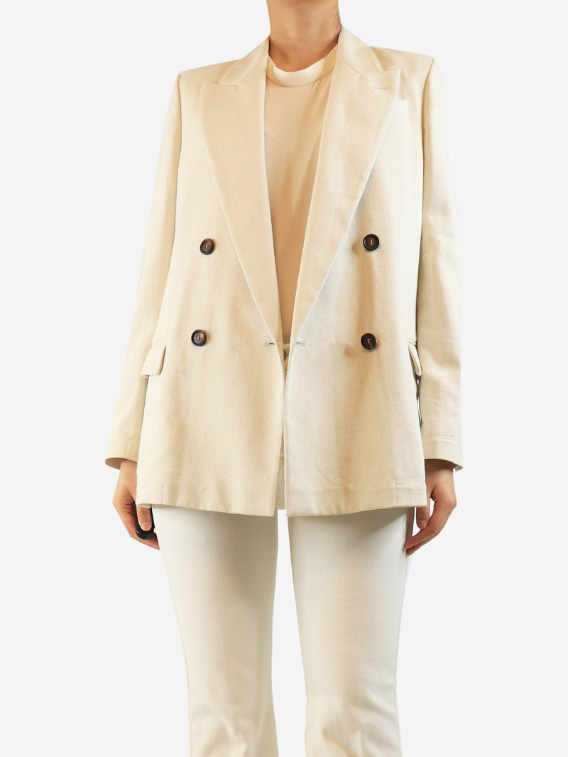 Neutral glittery double-breasted jacket - size UK 10 Coats & Jackets Brunello Cucinelli 