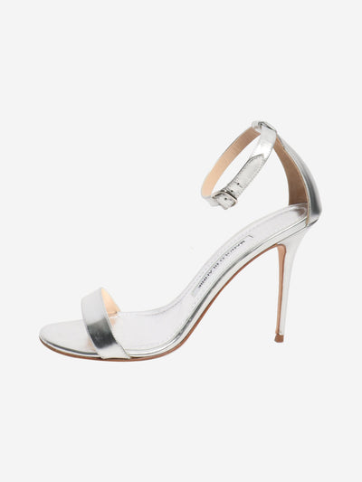 Silver metallic leather sandal heels - size EU 38.5 Heels Manolo Blahnik 