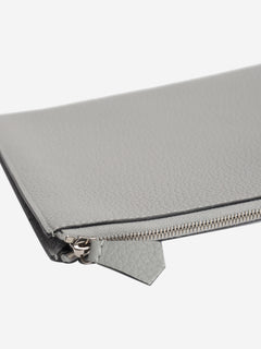 Grey leather zipped pouch Clutch bags Moynat 