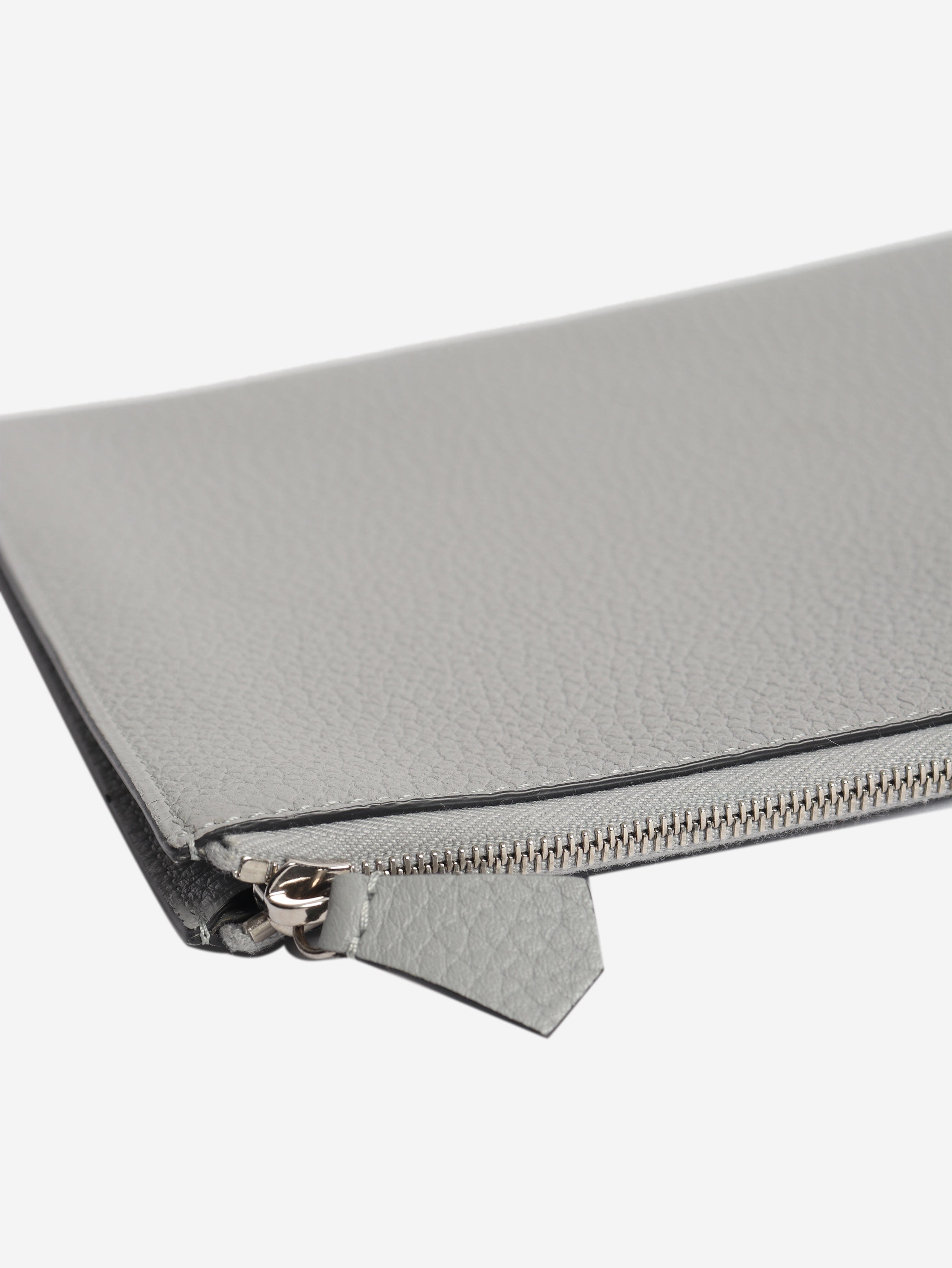 Grey leather zipped pouch Clutch bags Moynat 