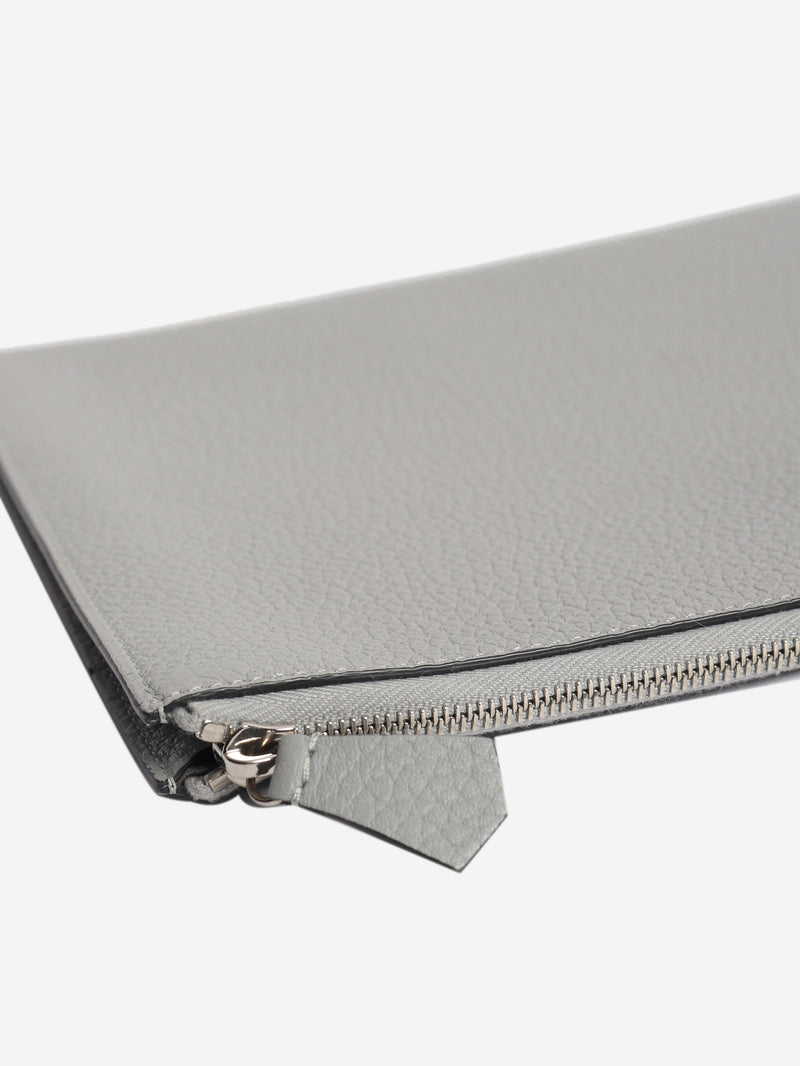Grey leather zipped pouch Clutch bags Moynat 