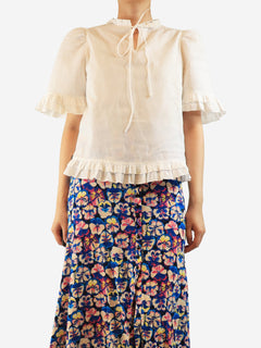 White sheer ruffled blouse - size S Tops Horror Vacui 