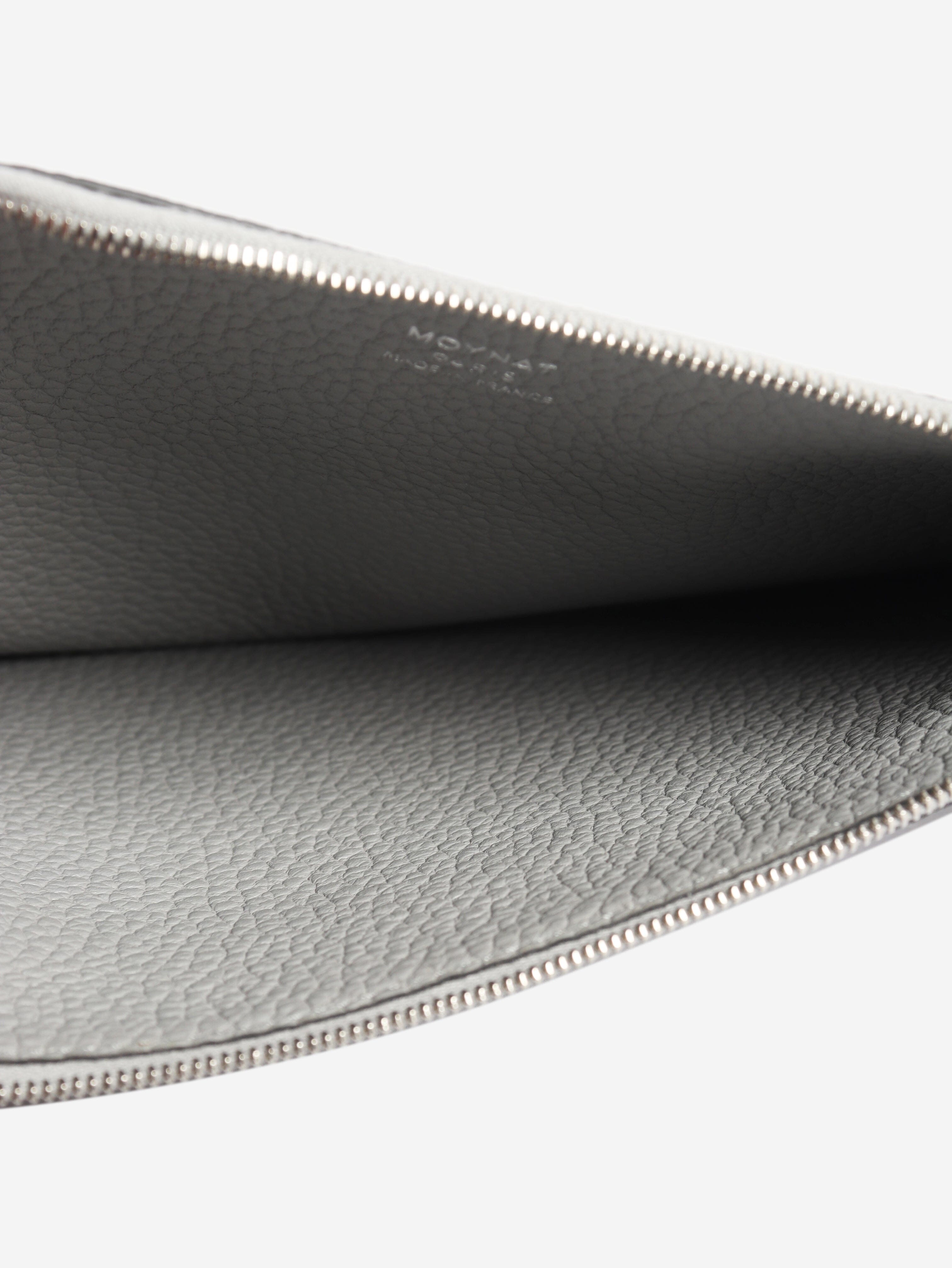 Grey leather zipped pouch Clutch bags Moynat 