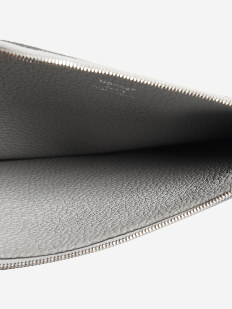 Grey leather zipped pouch Clutch bags Moynat 
