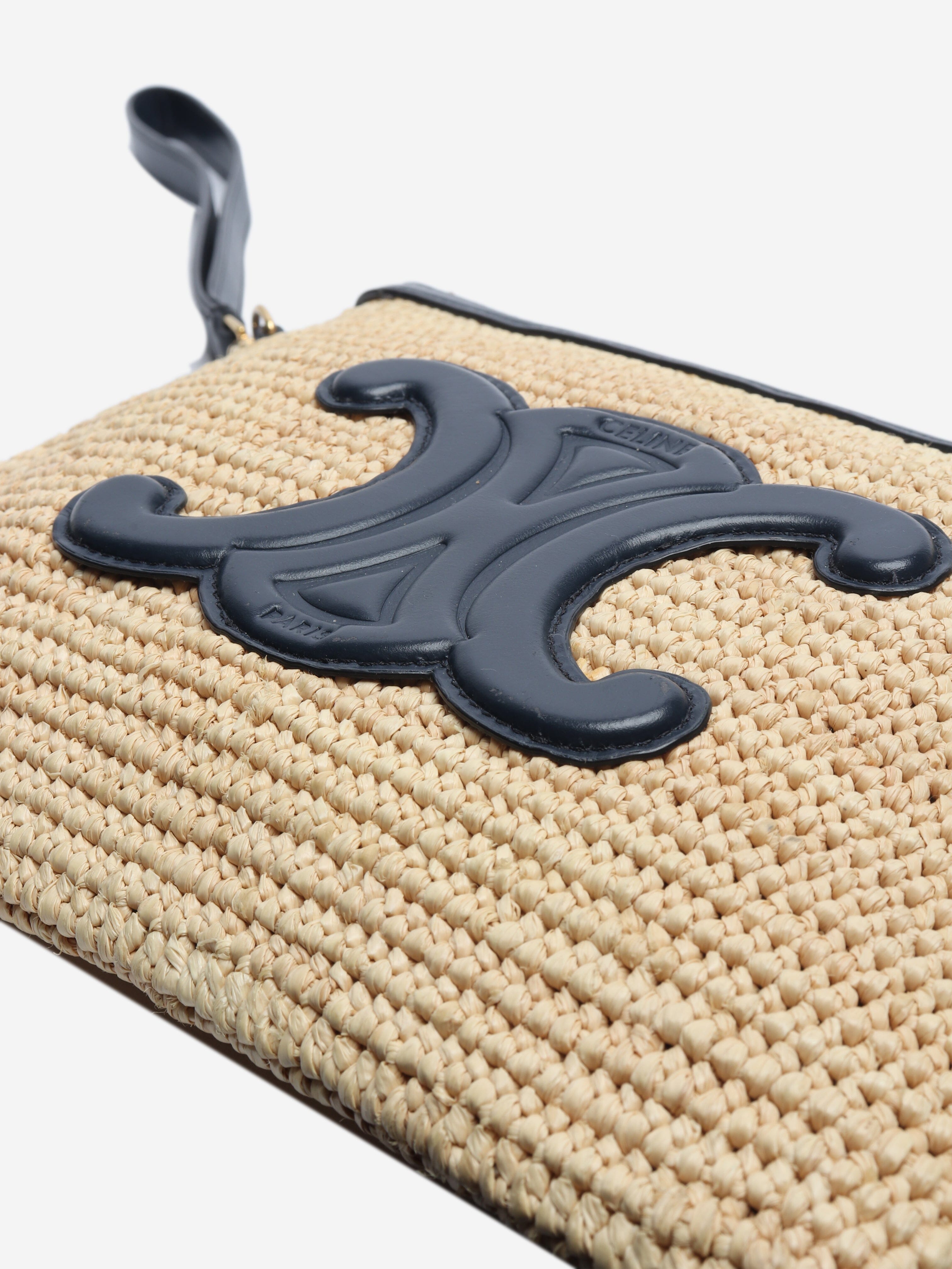 Neutral Tromphe raffia pouch Clutch bags Celine 