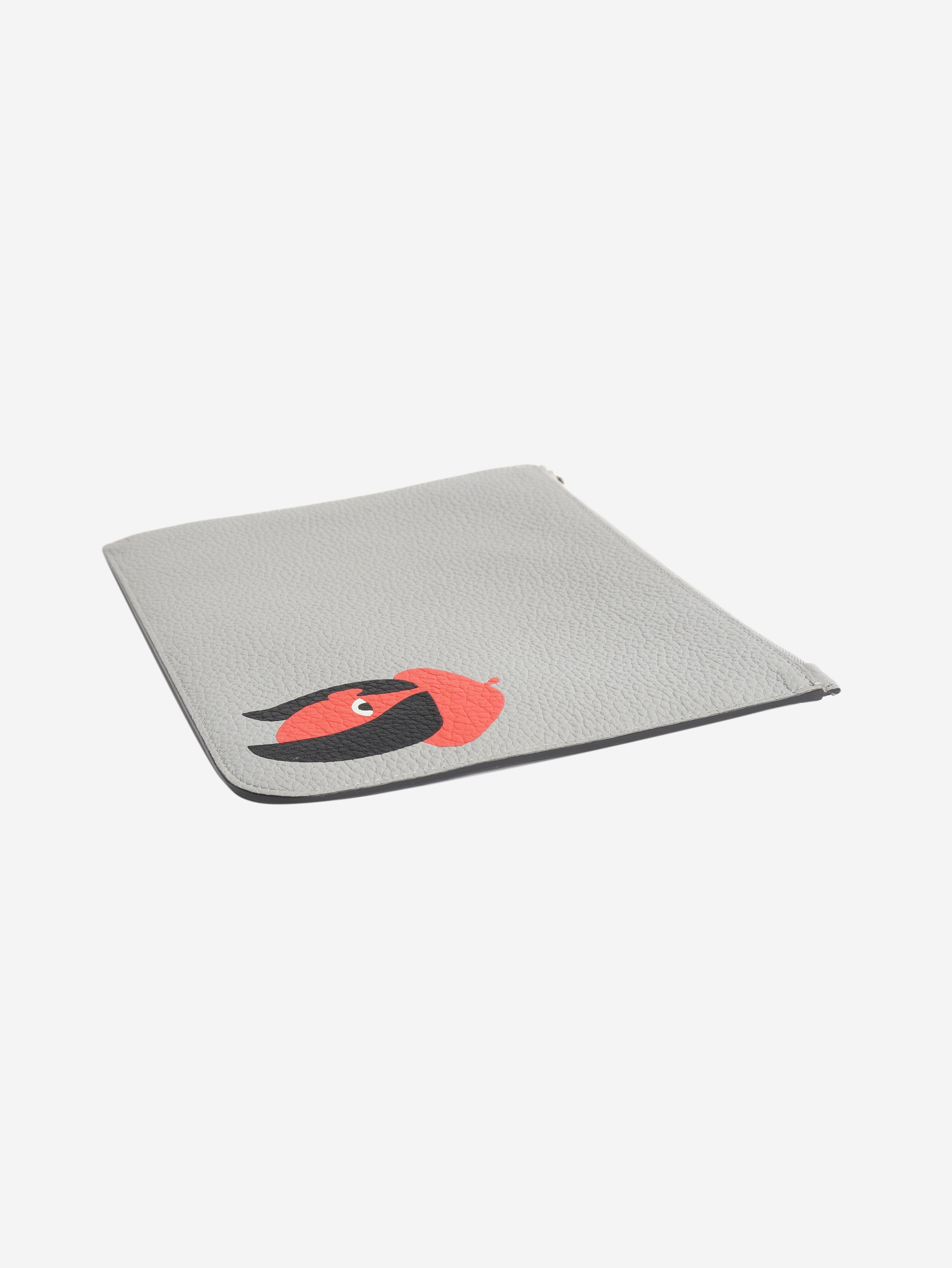 Grey leather zipped pouch Clutch bags Moynat 
