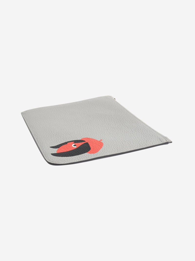 Grey leather zipped pouch Clutch bags Moynat 