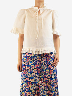 White sheer ruffled blouse - size S Tops Horror Vacui 