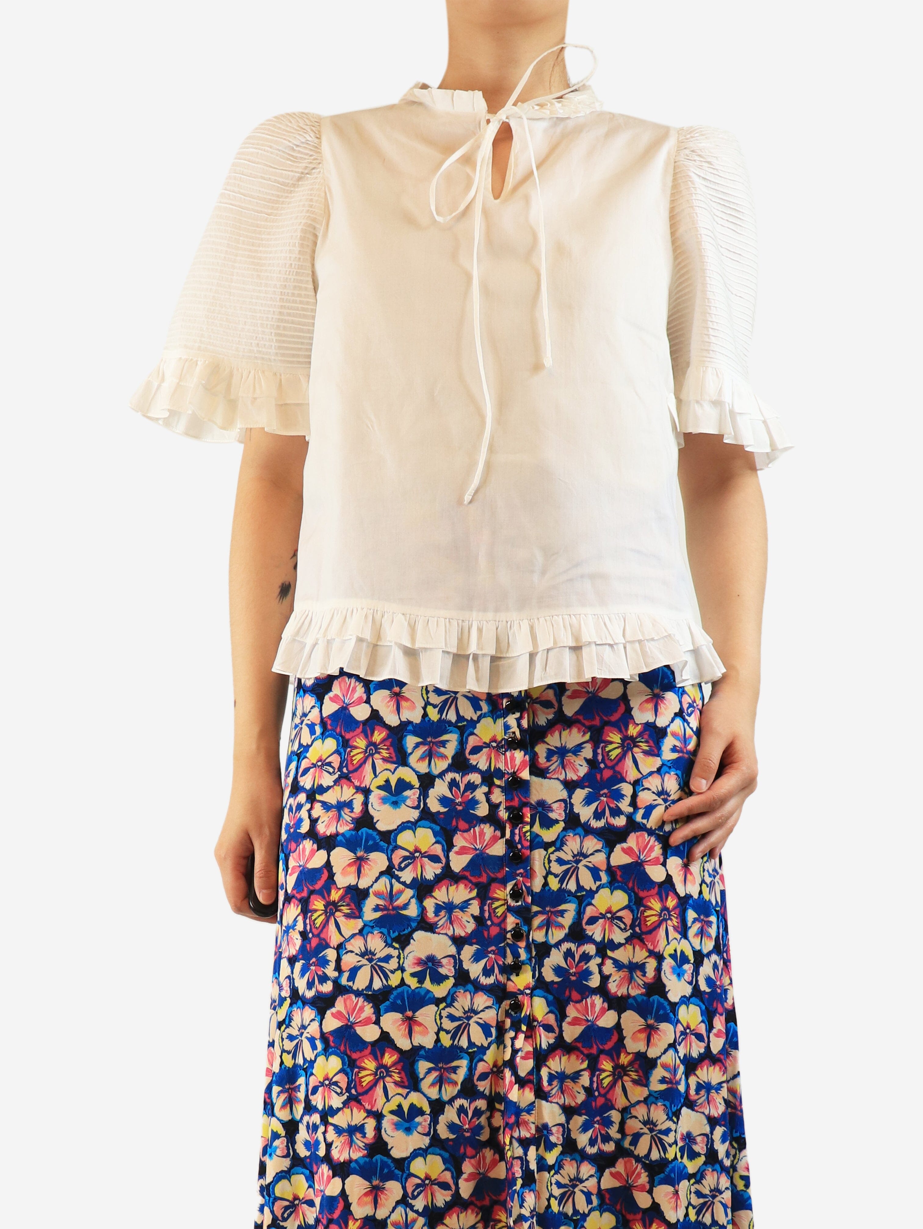 White sheer ruffled blouse - size S Tops Horror Vacui 