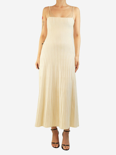 Ivory Carlotta ribbed midi dress - size UK 12 Dresses Casasola 