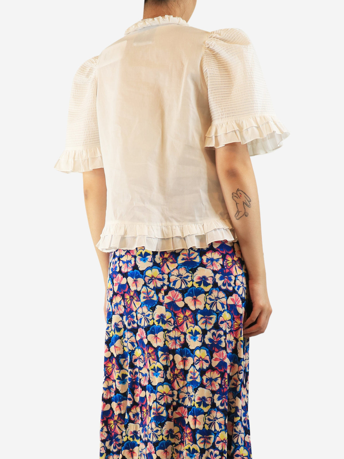 White sheer ruffled blouse - size S Tops Horror Vacui 