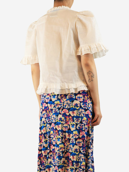White sheer ruffled blouse - size S alternate image