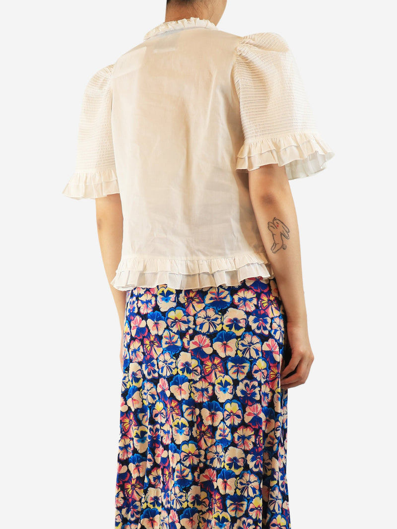 White sheer ruffled blouse - size S Tops Horror Vacui 