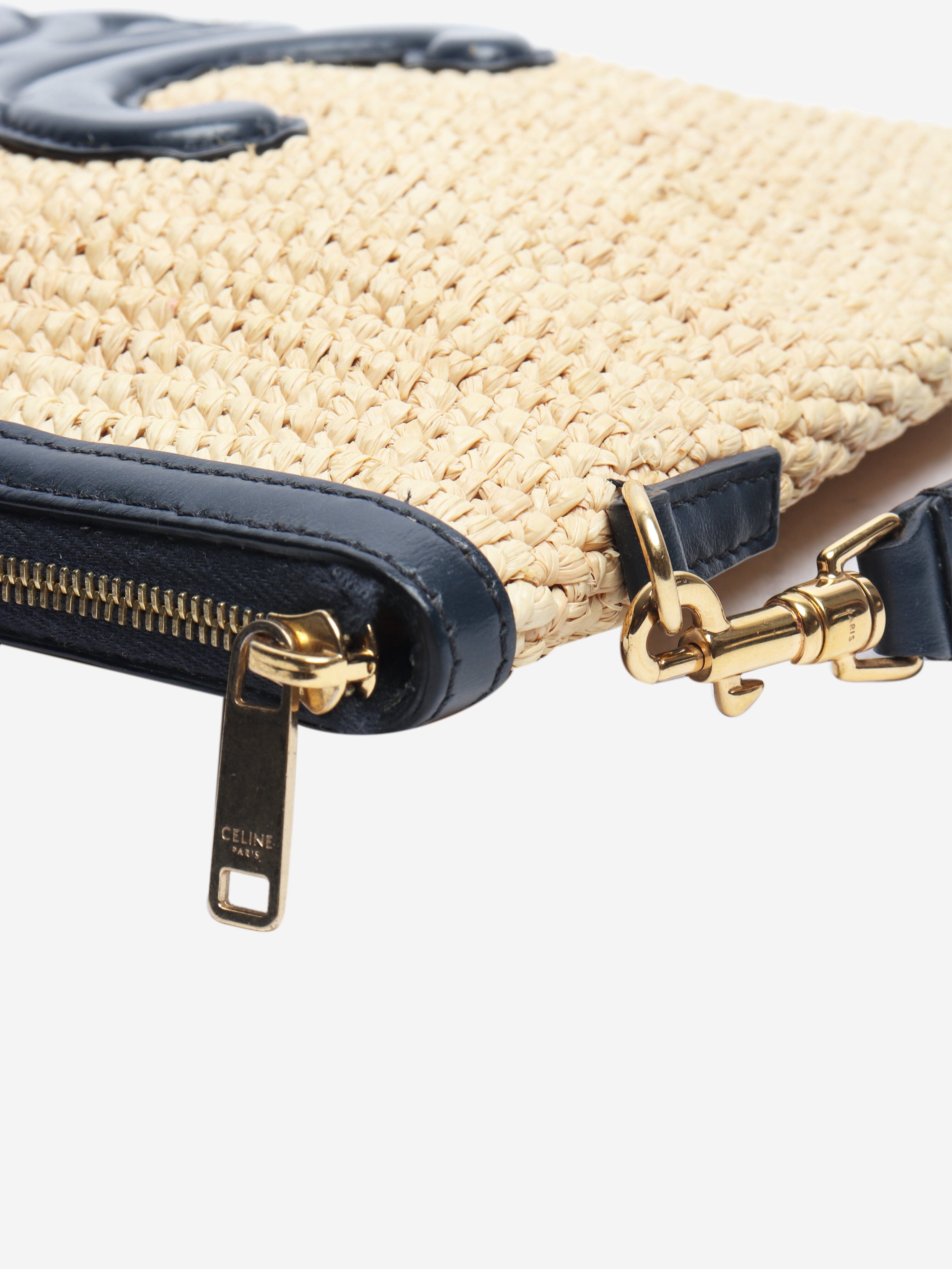 Neutral Tromphe raffia pouch Clutch bags Celine 