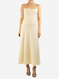Ivory Carlotta ribbed midi dress - size UK 12 Dresses Casasola 