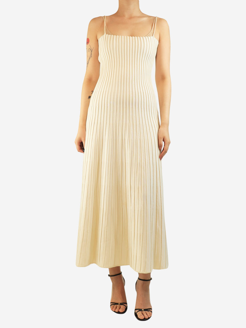 Ivory Carlotta ribbed midi dress - size UK 12 Dresses Casasola 