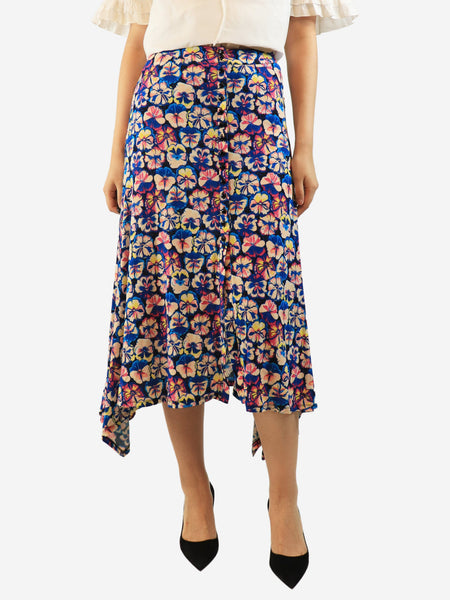 Blue floral printed midi skirt - size UK 8 product image