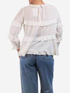 Isabel Marant Etoile White semi-sheer ruffled blouse - size UK 10