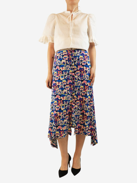 Blue floral printed midi skirt - size UK 8 alternate image