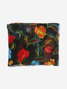 Y's Black sheer floral printed scarf