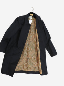 Etro Black paisley nylon coat - size UK 12