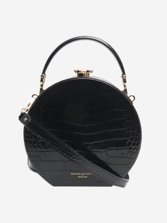 Black patent croc hat box bag Shoulder bags Aspinall 