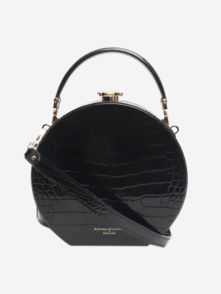 Black patent croc hat box bag product image