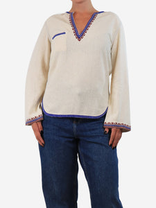 Isabel Marant Etoile Cream embroidered blouse - size UK 10