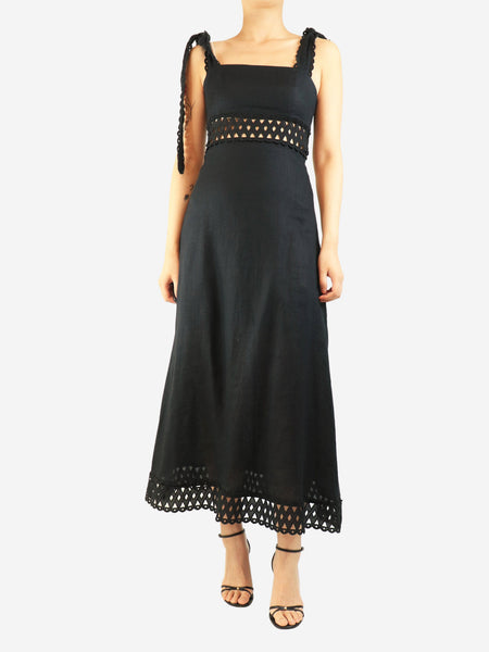 Black sleeveless linen maxi dress - size UK 10 product image