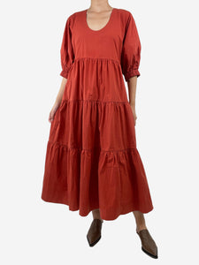 Co Rust cotton-blend tiered midi dress - size S