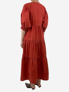 Co Rust cotton-blend tiered midi dress - size S