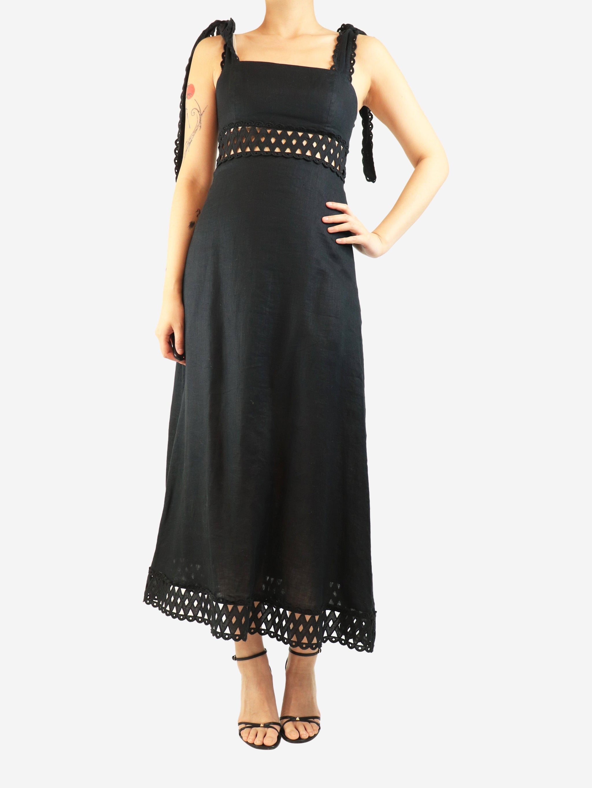 Black sleeveless linen maxi dress - size UK 10 | Sign of the Times Black sleeveless linen maxi dress - size UK 10 | Sign of the Times