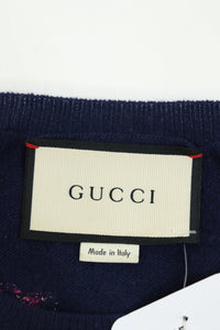 Gucci Navy blue embroidered jumper - size S